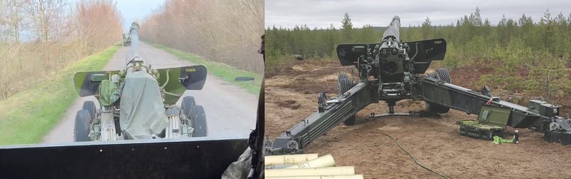 Pháo xe kéo "Hyacinth-B" của Phần Lan ở Ukraine. Ảnh Military Ukraine.