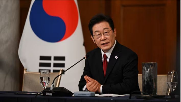 Tổng thống Hàn Quốc Lee Jae Myung phát biểu tại hội nghị bàn tròn kinh doanh Hàn Quốc-Mỹ. Ảnh: Reuters.