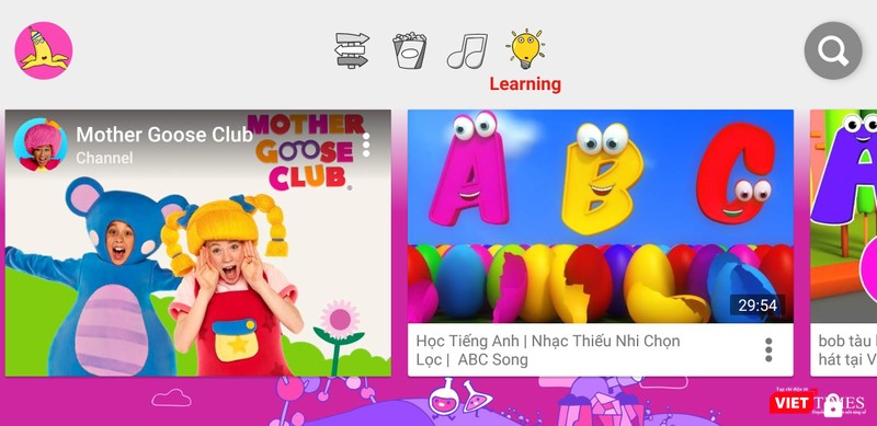 Mục Học tập trên YouTube Kids