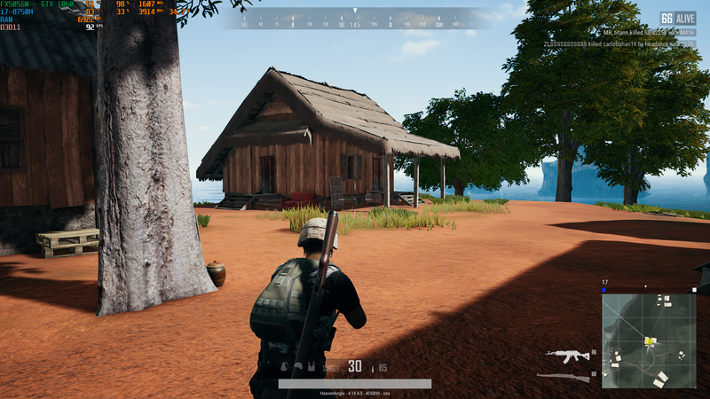 Thử nghiệm tựa game PUBG trên TUF FX505