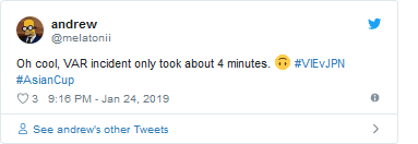 Tài khoản andrew: Tuyệt thật, sử dụng VAR chỉ mất khoảng 4 phút.