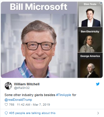 Sau nhầm lẫn "khó đỡ" của Tổng thống Mỹ Donald Trump, mạng xã hội bắt đầu tràn ngập ảnh "chế" tên những người nổi tiếng. Ảnh: Twitter