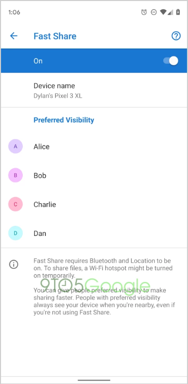 Tùy chọn “Preferred Visibility” giúp chia sẻ tập tin cho người quen dễ dàng hơn. Ảnh: 9to5Google Tùy chọn “Preferred Visibility” giúp chia sẻ tập tin cho người quen dễ dàng hơn. Ảnh: 9to5Google