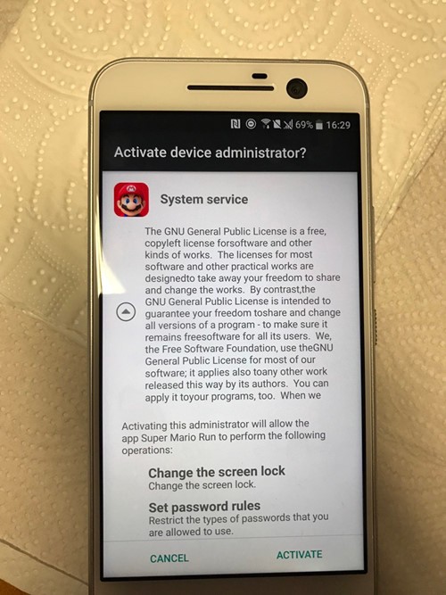 Một ứng dụng giả mạo tựa game Super Mario Run trên Android