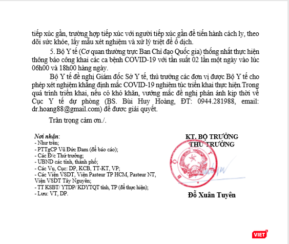 Văn bản về việc thông báo các ca bệnh COVID-19 của Bộ Y tế Văn bản về việc thông báo các ca bệnh COVID-19 của Bộ Y tế