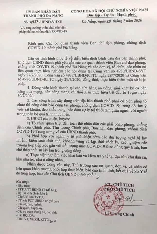 Chỉ đạo của UBND TP Đầ Nẵng 