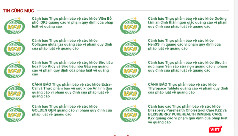 Hàng loạt thực phẩm chức năng quảng cáo sai sự thật đã bị Cục ATTP phát hiện và xử lý
