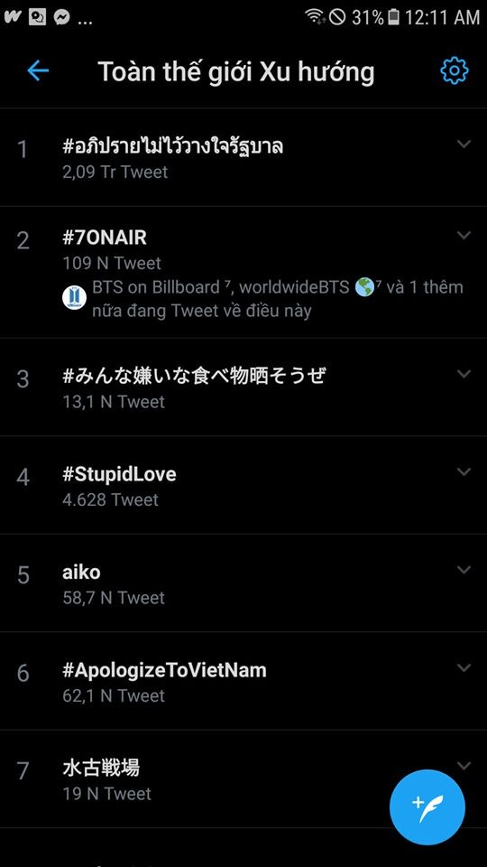 Hangtag #apologizetovietnam lên top lúc nửa đêm