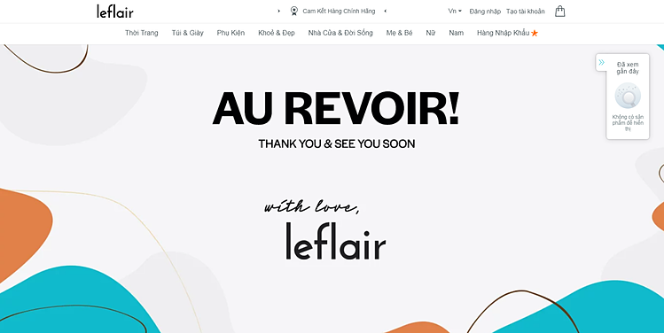 Truy cập vào chiều 4/3, website Leflair hiện thông tin tạm biệt khách hàng. Ảnh chụp màn hình: Dỹ Tùng