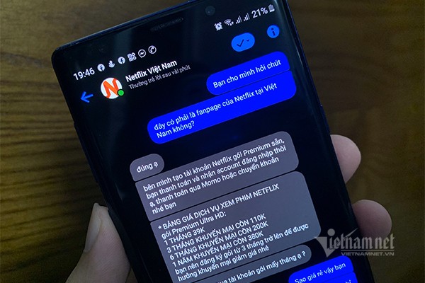 Trang fanpage giả rao bán tài khoản Netflix với giá chỉ 39.000 đồng/tháng. Ảnh: Trọng Đạt Trang fanpage giả rao bán tài khoản Netflix với giá chỉ 39.000 đồng/tháng. Ảnh: Trọng Đạt
