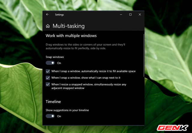 Gạt sang ON ở dòng 