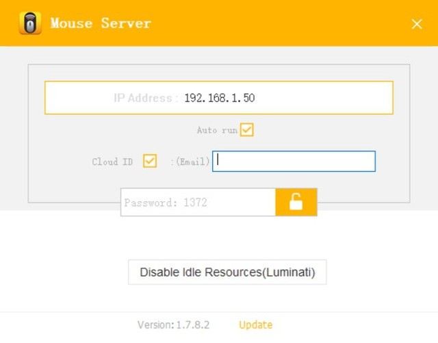 Giao diện của phần mềm Wifi Mouse Server trên máy tính
