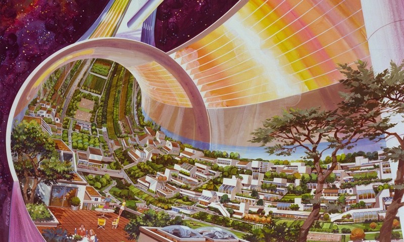 Hình minh họa một khu định cư theo thiết kế của O'Neill. Ảnh: NASA.