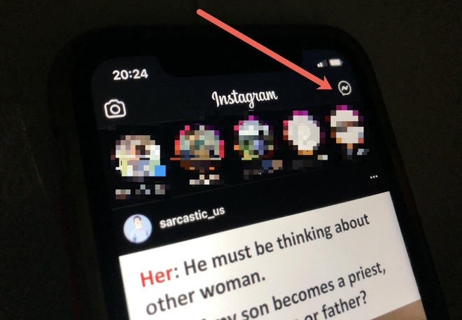 Biểu tượng Direct Messages trên Instagram biến thành Messenger sau khi bật tính năng "nhắn tin liên ứng dụng".