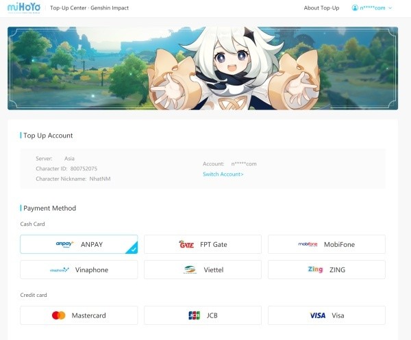 Các hình thức nạp tiền trong game Genshin Impact qua cổng Upay. Các hình thức nạp tiền trong game Genshin Impact qua cổng Upay.