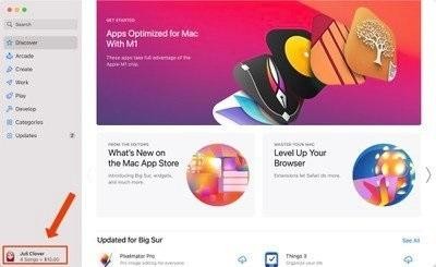 Trước hết, bạn hãy mở ‌Mac App Store‌, sau đó nhấp vào phần hồ sơ của bạn ở góc dưới cùng bên trái.