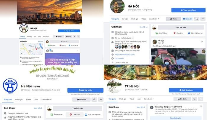 Nhiều fanpage, hội nhóm sử dụng tên "Hà Nội", đăng tải thông tin không chính thống của chính quyền thành phố, gây hoang mang dư luận.