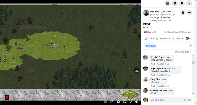 Nhiều dân mạng Việt Nam bình luận trong video livestream trên trang Facebook của USS Kidd (DDG-100).