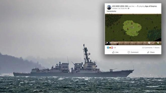 Nội dung trò chơi "Age of Empires" được livestream trên trang Facebook chính thức của tàu USS Kidd (DDG-100)