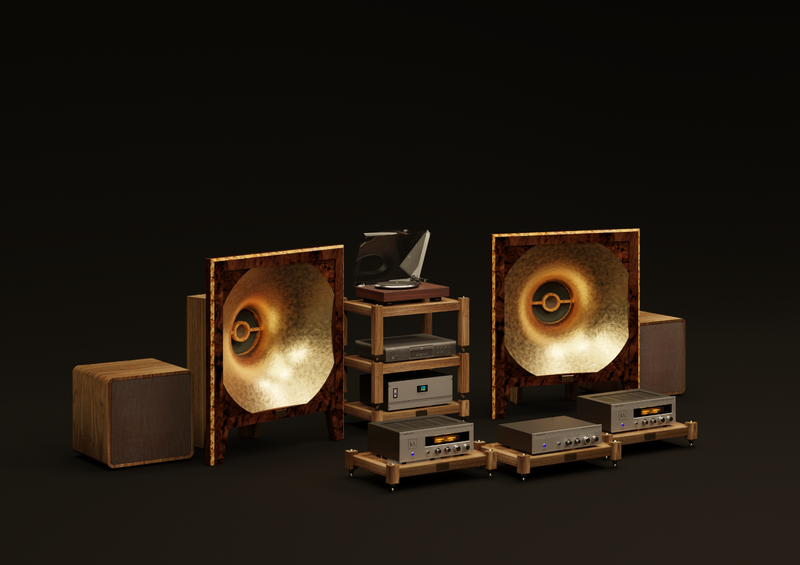 Đôi loa kèn dát vàng được phối ghép với loa sub trầm để tạo nên sự hài hòa tổng thể của bản nhạc. Sự kết hợp giữa 2 dòng loa này hướng tới đáp ứng tái tạo tốt nhất được hầu hết các dòng nhạc. Đôi loa kèn dát vàng được phối ghép với loa sub trầm để tạo nên sự hài hòa tổng thể của bản nhạc. Sự kết hợp giữa 2 dòng loa này hướng tới đáp ứng tái tạo tốt nhất được hầu hết các dòng nhạc.