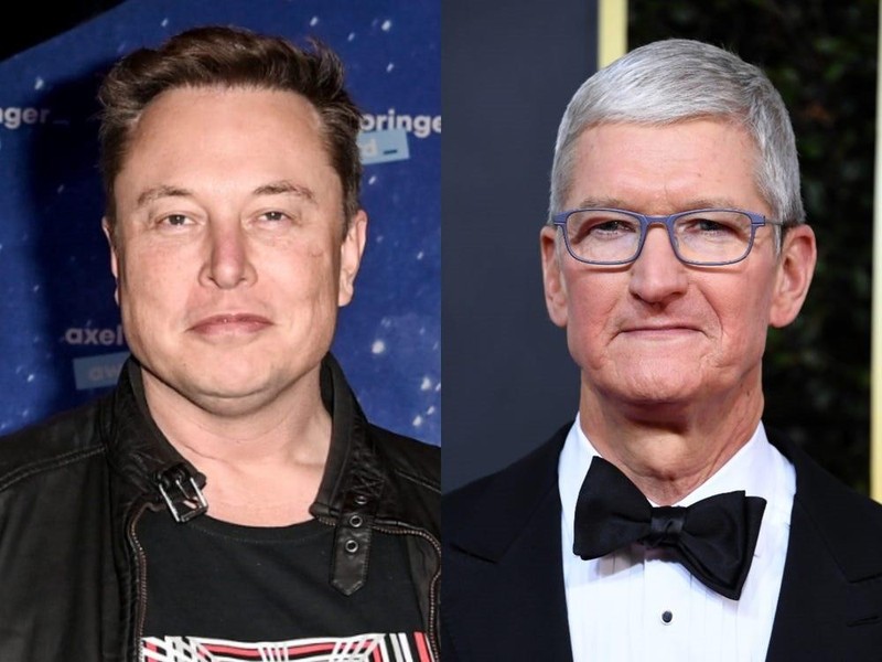 Elon Musk (trái) và CEO Apple Tim Cook (Ảnh: Insider)