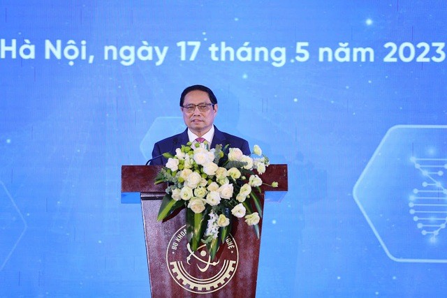 Thủ tướng khẳng định Đảng, Nhà nước luôn xác định phát triển và ứng dụng khoa học, công nghệ là quốc sách hàng đầu, là một động lực quan trọng nhất để phát triển kinh tế-xã hội và bảo vệ Tổ quốc - Ảnh: VGP/Nhật Bắc