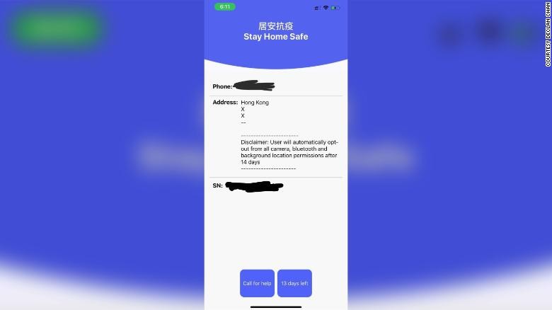 Thiết bị đeo tay của chính phủ Hông Kông được kết nối với một ứng dụng theo dõi có thể đếm ngược quá trình cách ly 14 ngày. Ảnh: CNN Ảnh: CNN