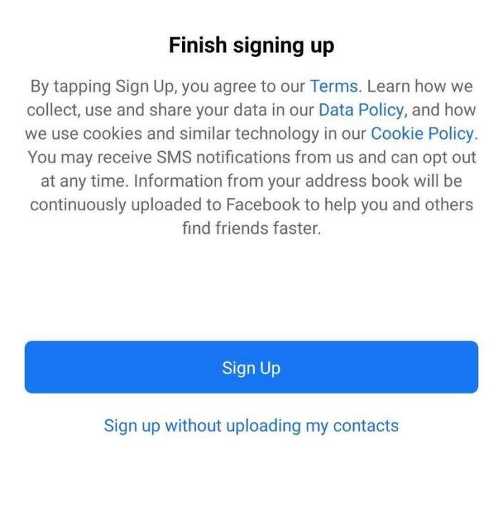 Các thông tin hiển thị khi người dùng đăng ký Facebook Các thông tin hiển thị khi người dùng đăng ký Facebook