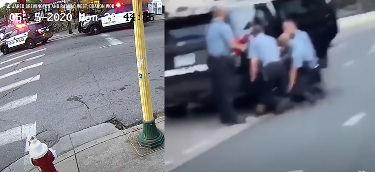 Hình ảnh trích từ đoạn video do camera giám sát và người dân quay được về vụ việc George Floyd bị cảnh sát giết chết. Ảnh: YouTube
