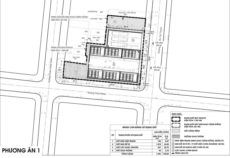 Phương án xây dựng bãi đỗ xe tập trung tại địa chỉ 172 Nguyễn Chính Thanh bằng công nghệ xếp hình với công suất đáp ứng 140 xe