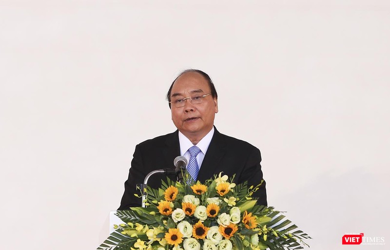 Thủ tướng Chính phủ Nguyễn Xuân Phúc phát biểu tại sự kiện và đánh giá cao sự đầu tư của THACO tại Khu kinh tế mở Chu Lai (Quảng Nam)