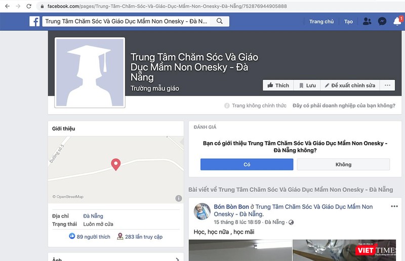 Trung tâm Chăm sóc và giáo dục mầm non OneSky - Đà Nẵng, do Trung Tâm Chăm Sóc Và Giáo Dục Mầm Non Onesky - Đà Nẵng làm chủ sở hữu có vốn đầu tư nước ngoài, là cơ sở đào tạo cho con em chuyên gia và công nhân tại Khu công nghiệp Đà Nẵng