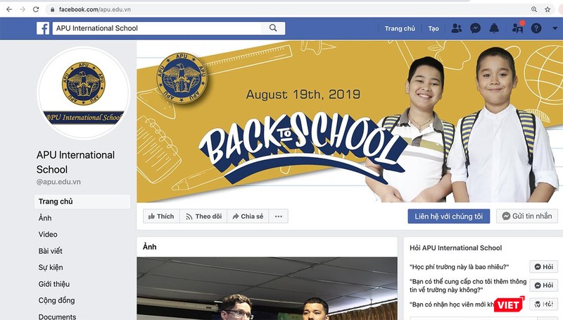 Thông tin về trường liên cấp APU trên mạng internet