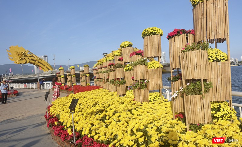 Một góc đường hoa công viên bờ tây cầu Rồng