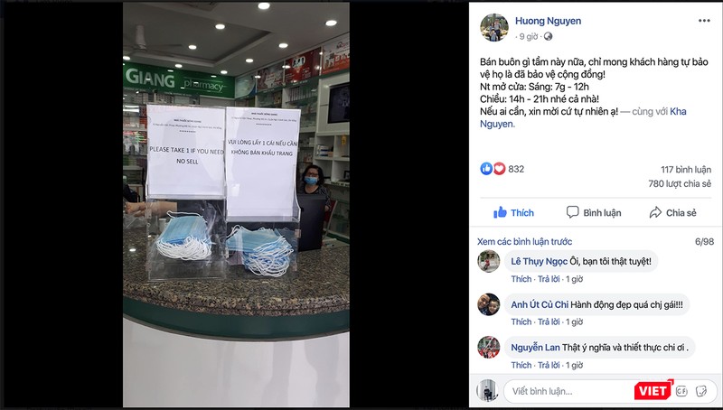 Thông tin tặng khẩu trang miễn phí cho người dân TP Đà Nẵng được lan truyền như một nghĩa cử đẹp của người dân Đà Nẵng