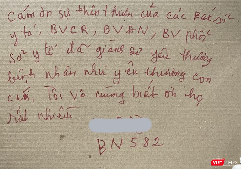 Thư cảm ơn của Bệnh nhân 582 sau khi được chữa khỏi COVID-19 Thư cảm ơn của Bệnh nhân 582 sau khi được chữa khỏi COVID-19