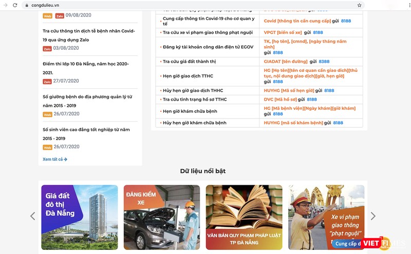 Cổng Dịch vụ dữ liệu TP Đà Nẵng đang cung cấp hơn 200 dịch vụ dữ liệu mở với nhiều lĩnh vực cho người dân và doanh nghiệp