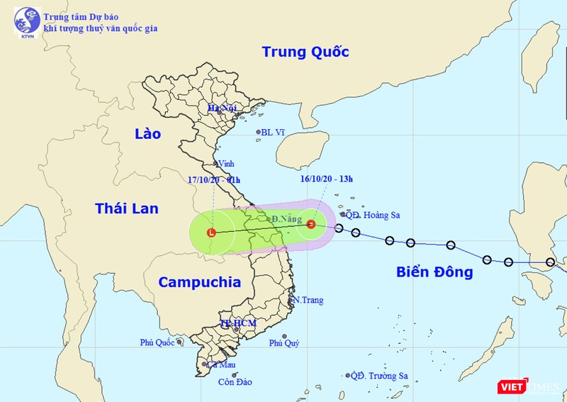 Dự báo của Trung tâm dự báo khí tượng thuỷ văn quốc gia về diễn biến của áp thấp nhiệt đới