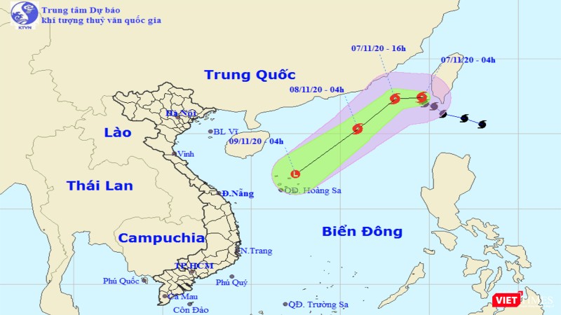 Đường đi của bão Atsani trên biển