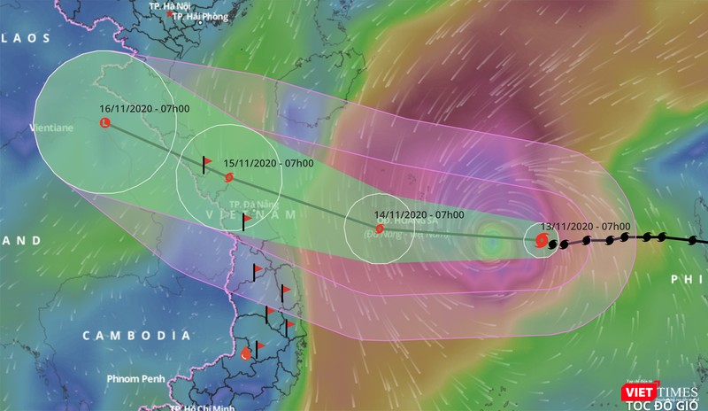 Đường đi của bão số 13