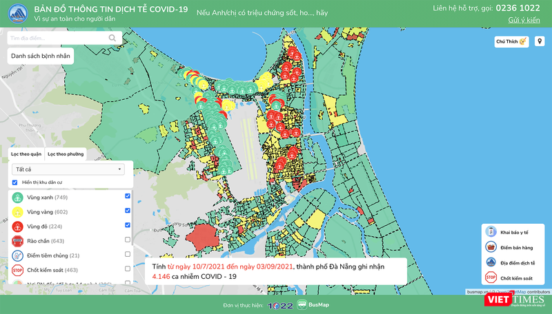 Bản đồ thông tin dịch tễ COVID-19 tại TP Đà Nẵng Bản đồ thông tin dịch tễ COVID-19 tại TP Đà Nẵng