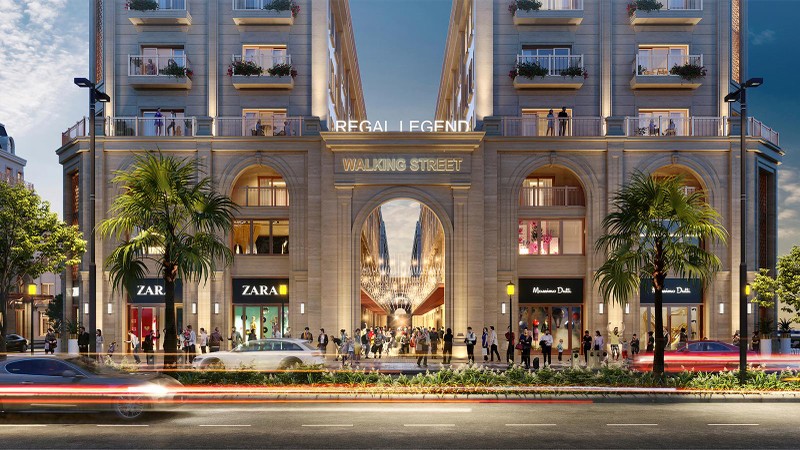 Regal Legend Walk - Phố đêm ven biển với kiến trúc cảnh quan đồng nhất, quy tụ đa dạng loại hình giải trí từ cửa hiệu thời trang, spa cao cấp cho đến loạt thương hiệu cafe, nhà hàng, khách sạn 5 sao tiêu chuẩn quốc tế.