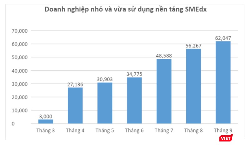 Tỷ lệ doanh nghiệp SME sử dụng chương trình SMEdx (nguồn Bộ TT&amp;TT)