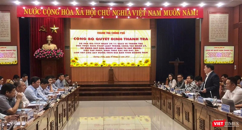 Buổi công bố quyết định thanh tra công tác quản lý, sử dụng đất đai, đầu tư xây dựng, khai thác khoáng sản tại Quảng Nam.