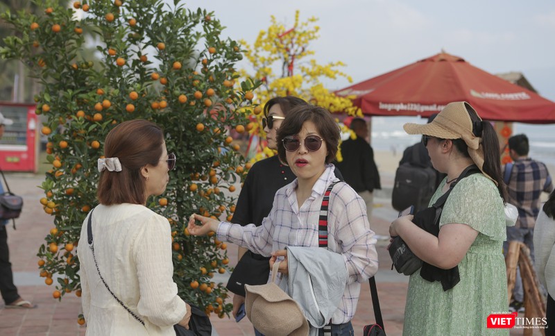 Không gian "Xuân yêu thương 2023" tại bãi biển Mỹ An thu hút rất nhiều khách quốc tế