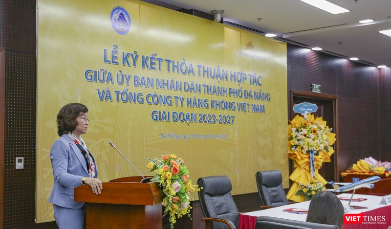 Bà Ngô Thị Kim Yến - Phó Chủ tịch UBND TP Đà Nẵng phát biểu tại lễ ký kết hợp tác