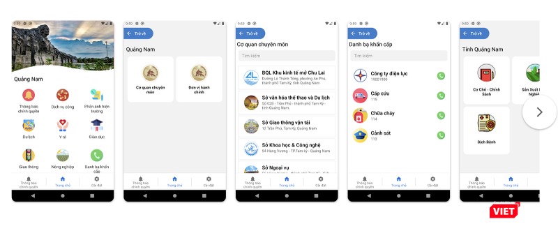 Giao diện ứng dụng Smart Quangnam