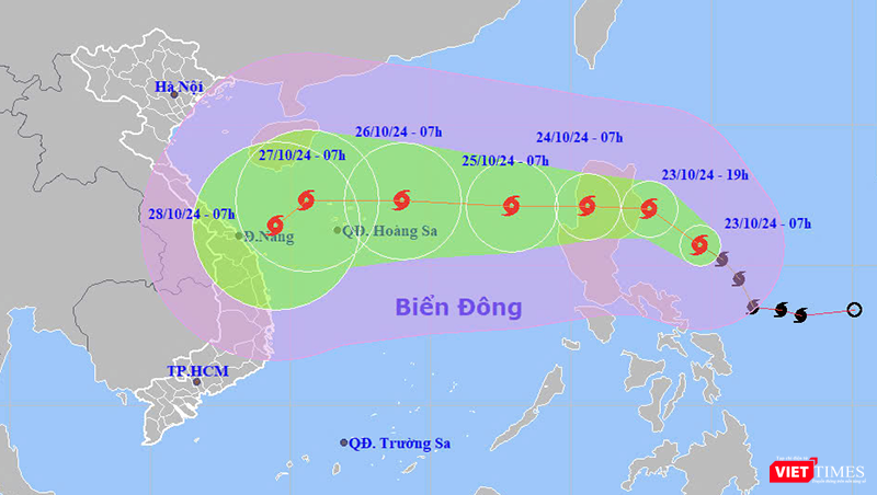 Dư báo đường đi của bão TRAMI trên biển Đông