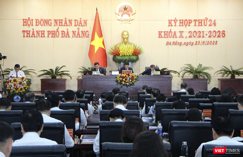 Quang cảnh kỳ họp thứ 24, HĐND TP Đà Nẵng khóa X, nhiệm kỳ 2021–2026, diễn ra ngày 23/6.