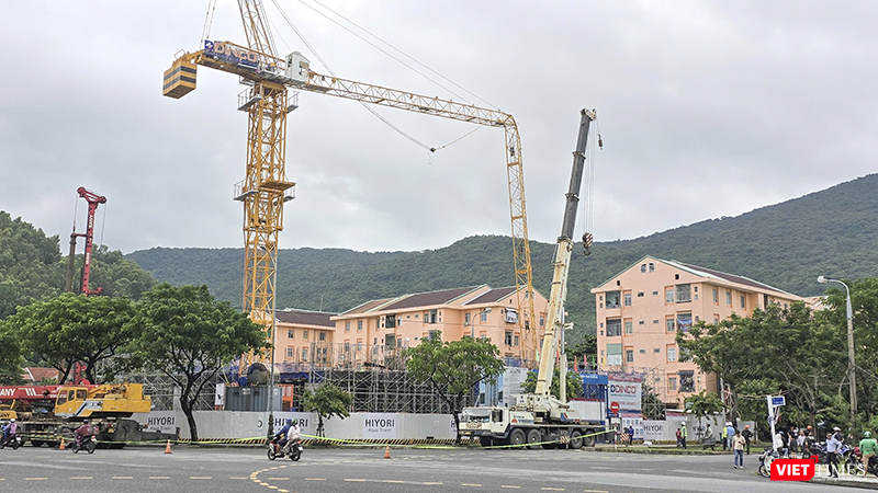 Hiện trường vụ sập cần cẩu tháp tại công trình Dự án Hiyori Aqua Tower (Đà Nẵng).
